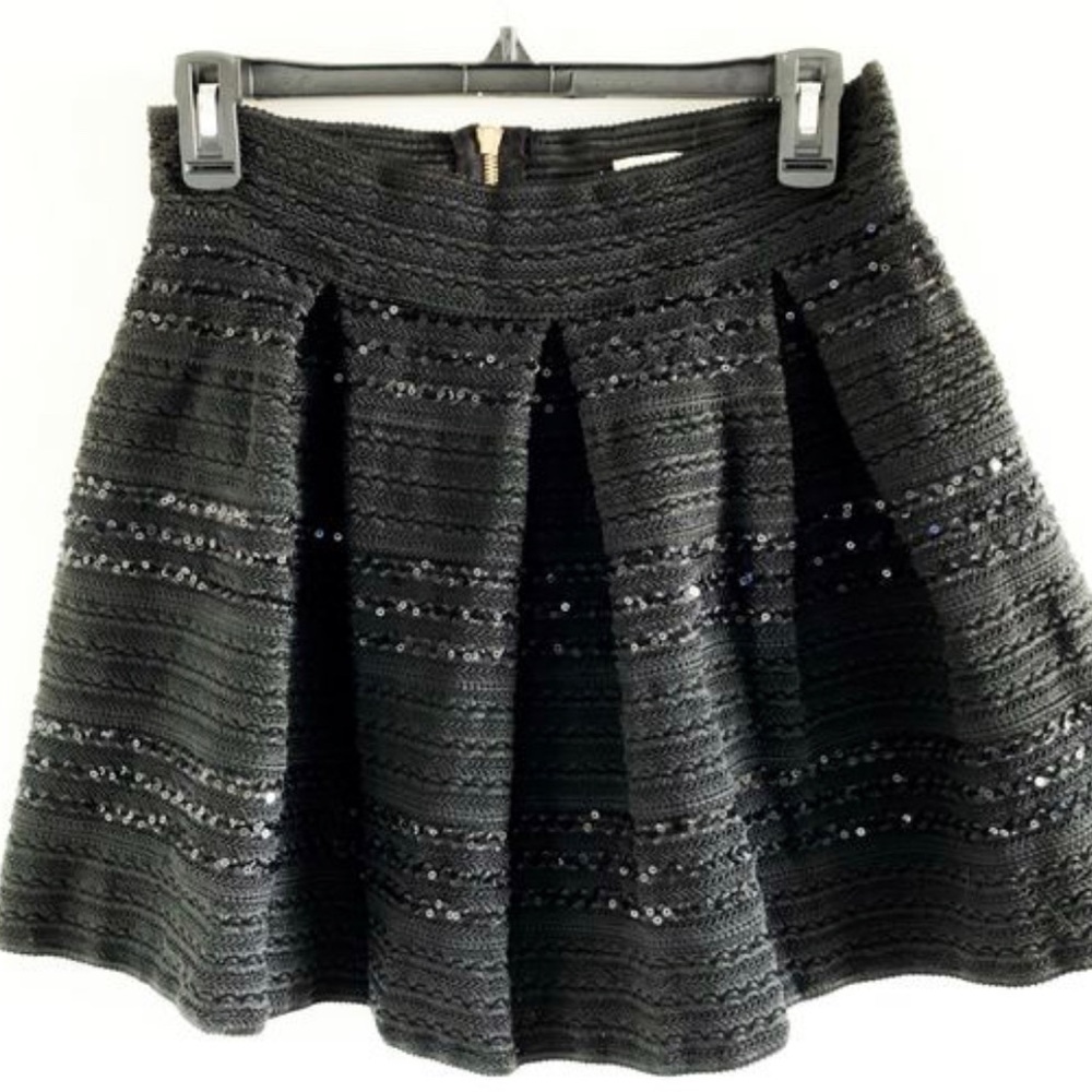 High-waisted sequins mini skirt M-L stretchy belt